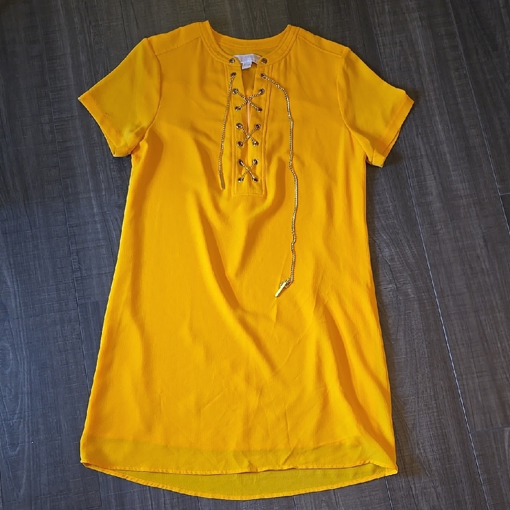 Yellow Lace-Up Women's Top